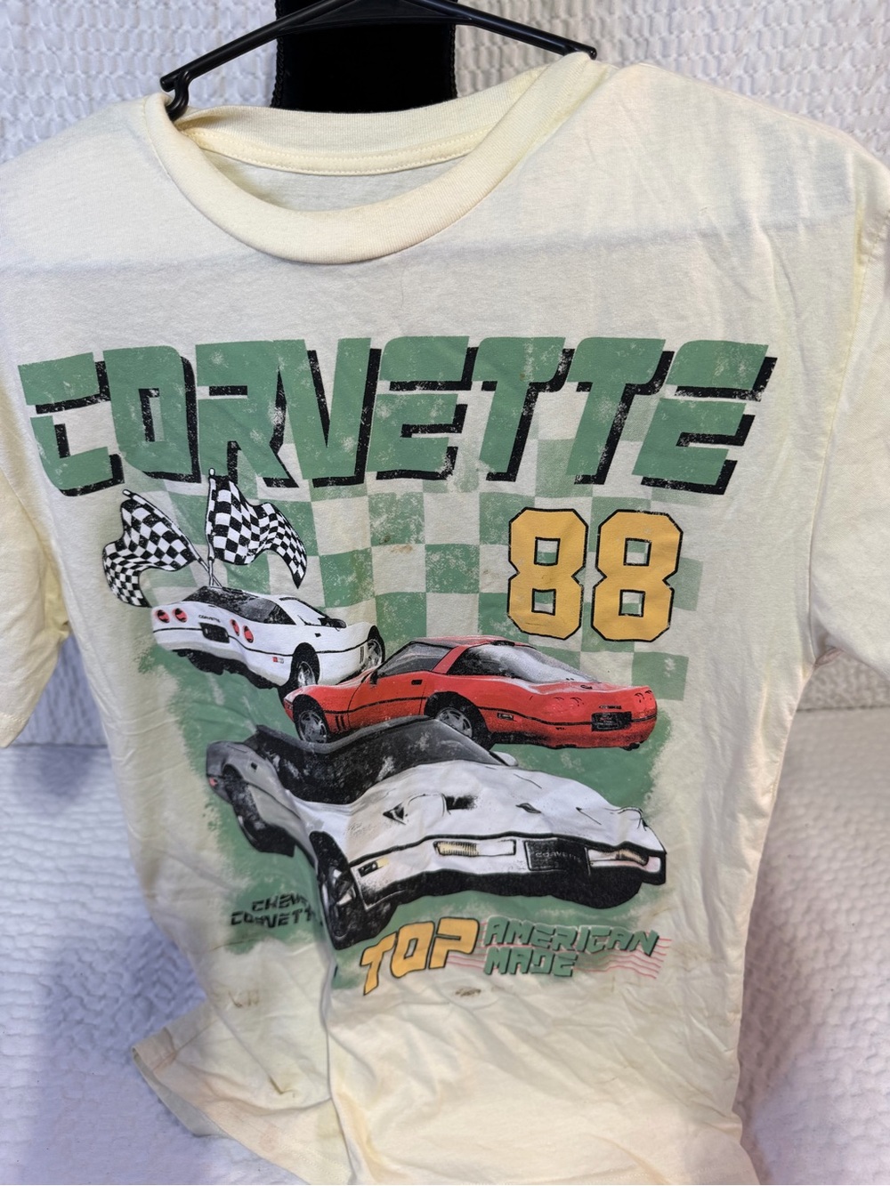 Chemistry Cream Corvette 88 Graphic Tee with Green, Yellow & Red Accents